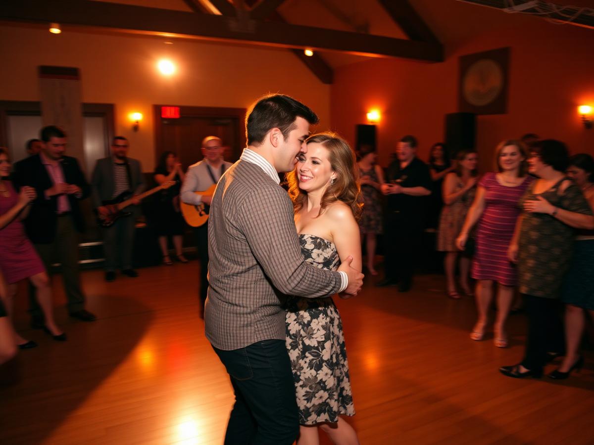 Couples dancing together at a live show